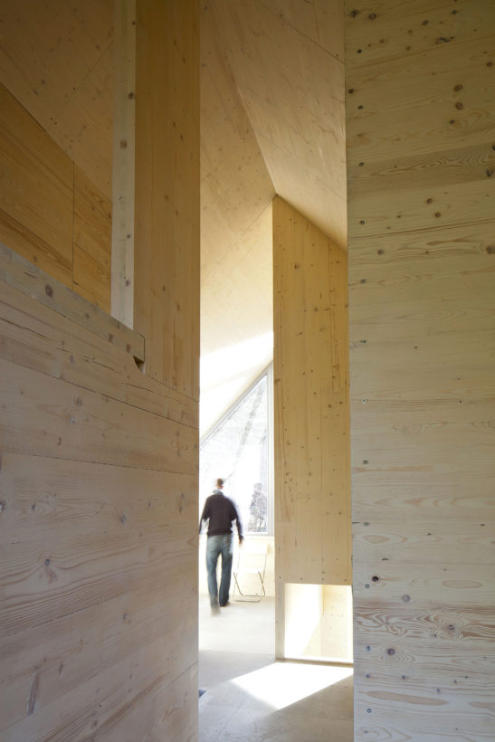 wood interior of weekend house at Zbecno by A.LT architects